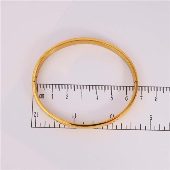 Womens Bangle 8MM Stainless Steel Bracelet Oval Polished Finish Cuff Bangle 6.7" - Picture 5 of 7